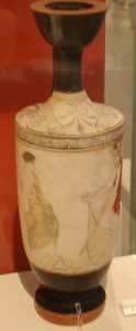 White Attic lecythus, 425-400 BC, part of mature classic period - source Archaeological Museum, Athens
